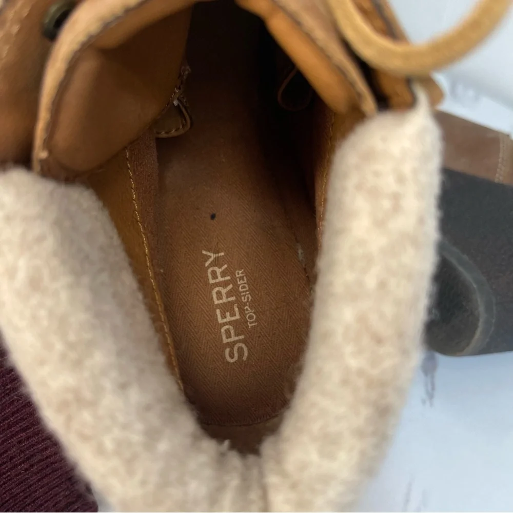 Sperry Women's Wedged Leather Ankle Boots Lace Up Comfort Sz 8M Celeste Bliss